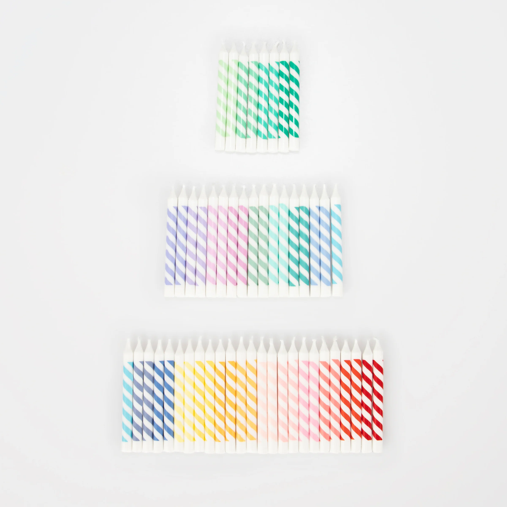 Meri Meri Rainbow Striped Mini Candles (x 50)