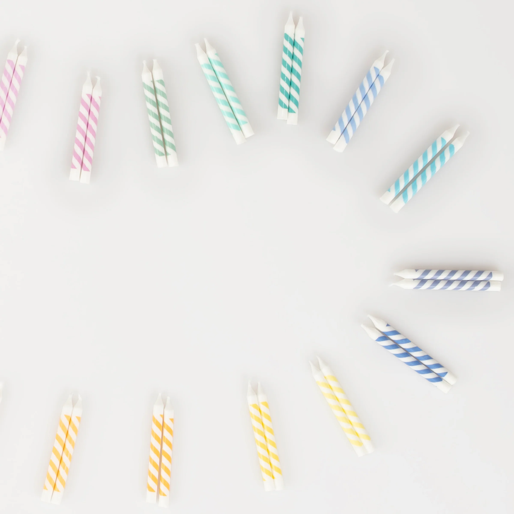 Meri Meri Rainbow Striped Mini Candles (x 50)