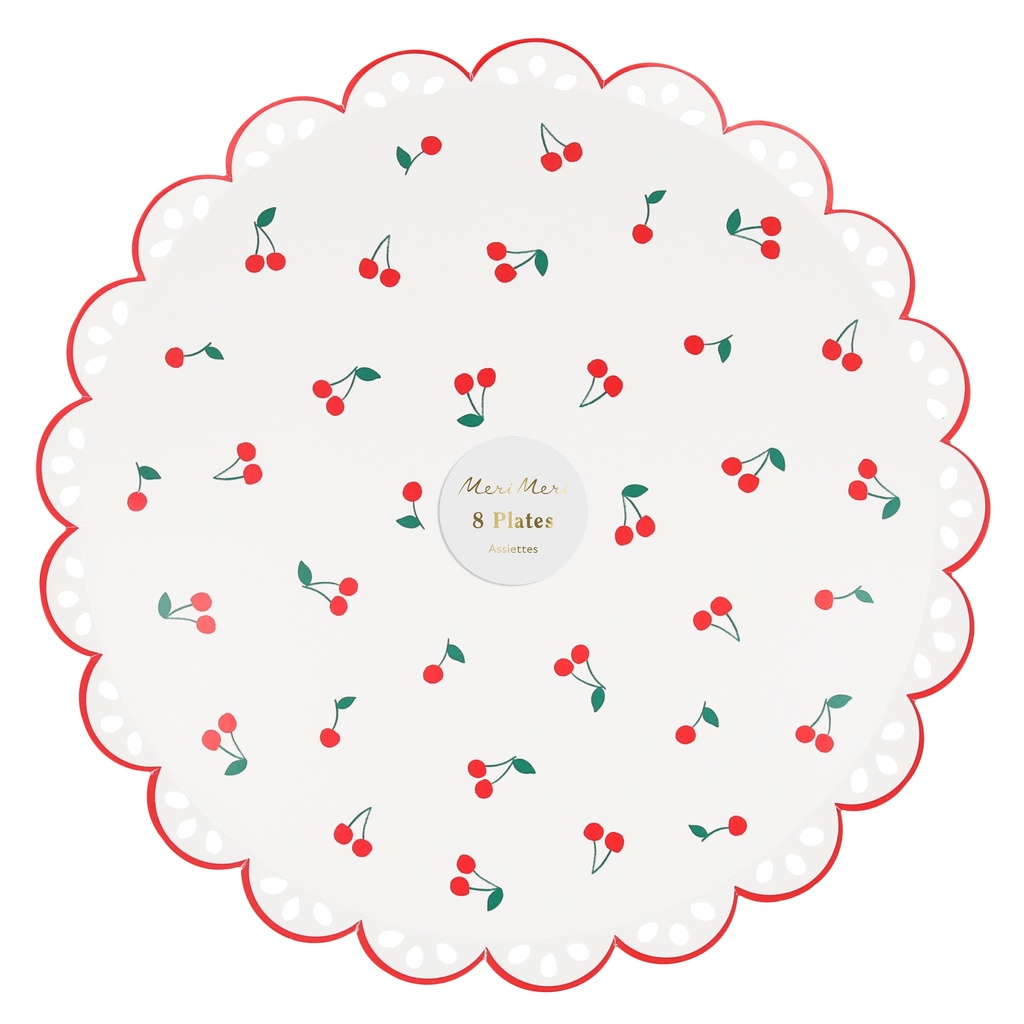Meri Meri Cherry Pattern Dinner Plates (x 8)