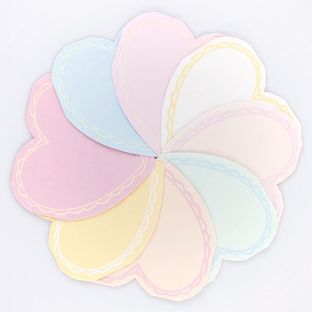 Meri Meri Pastel Heart Large Napkins (x 16)