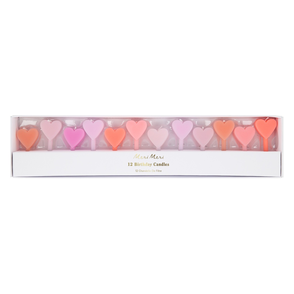 Meri Meri Pink Heart Candles (x 12)
