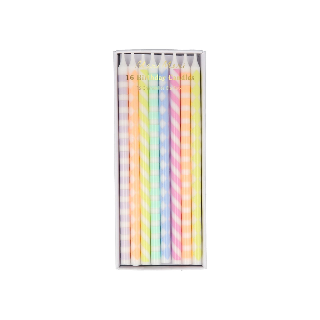 Meri Meri Pastel Patterned Candles (x 16)