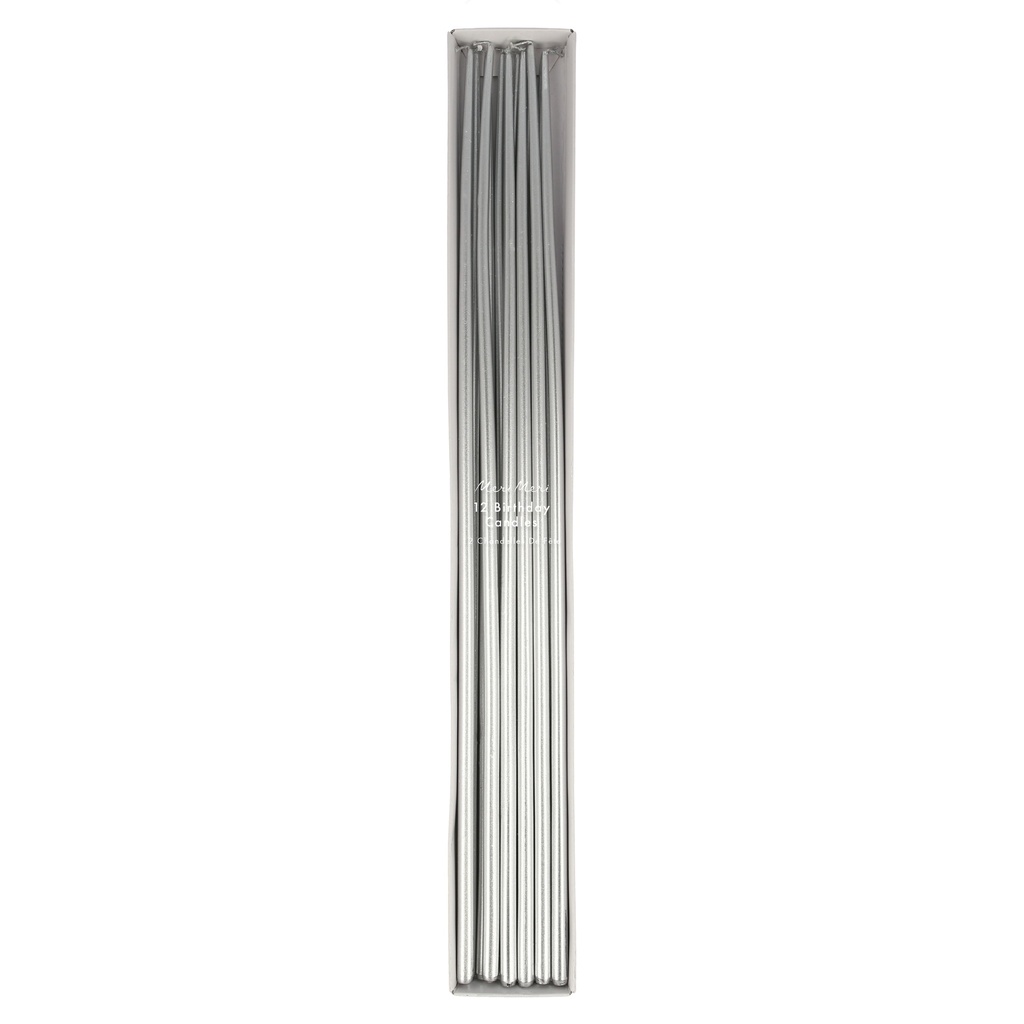 Meri Meri Silver Tall Tapered Candles (x 12)