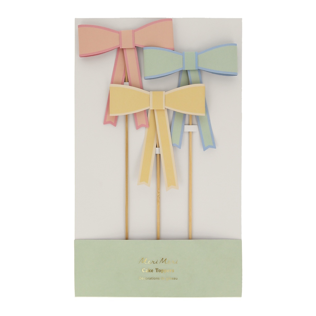 Meri Meri Pastel Bow Cake Toppers (x 3)