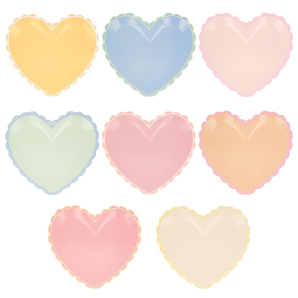 Meri Meri Pastel Heart Large Plates (x 8)